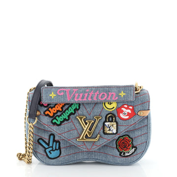 Louis Vuitton New Wave Chain Bag Limited Edition Patches Quilted Denim MM