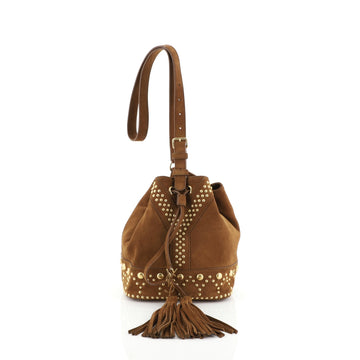 Saint Laurent Y Bucket Bag Studded Suede Small