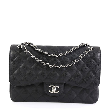 Chanel Classic Double Flap Bag Quilted Caviar Jumbo
