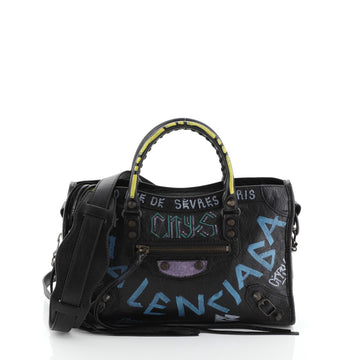 Balenciaga City Graffiti Classic Studs Bag Leather Small