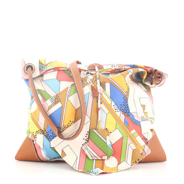 Silky City Handbag Printed Silk and Leather PM