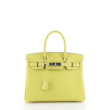 Hermes Birkin Handbag Green Epsom with Palladium Hardware 30