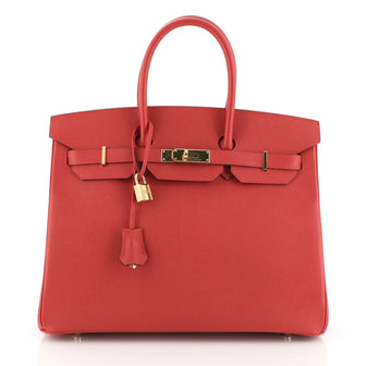 Hermes Birkin Handbag Red Epsom with Gold Hardware 35