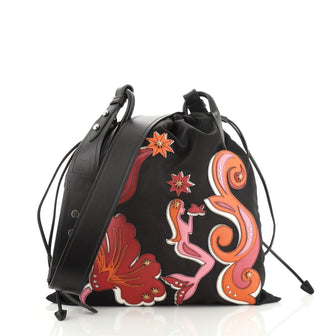 Prada Drawstring Shoulder Bag Tessuto with Saffiano Leather Medium