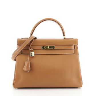 Hermes Kelly Handbag Brown Gulliver with Gold Hardware 32