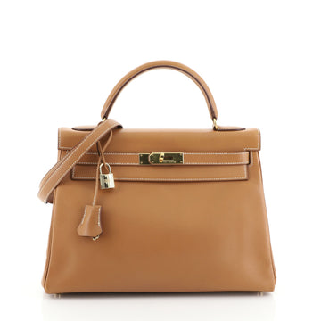 Hermes Kelly Handbag Brown Gulliver with Gold Hardware 32