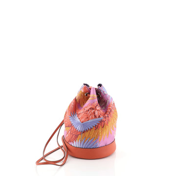 Hermes Soie Cool Handbag Printed Silk and Calfskin Small