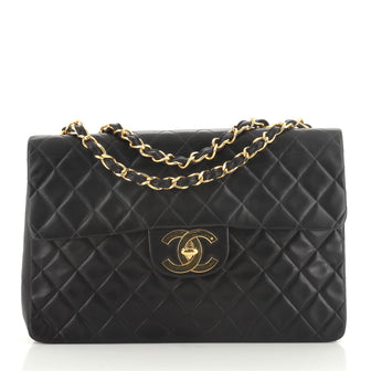 Chanel Vintage Classic Single Flap Bag Quilted Lambskin Maxi
