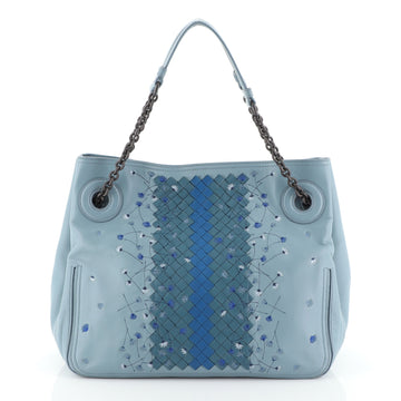 Bottega Veneta Chain Tote Leather with Embroidery and Intrecciato Detail Medium