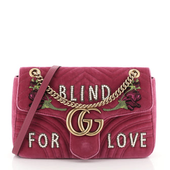 Gucci GG Marmont Flap Bag Embroidered Matelasse Velvet Small