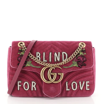 Gucci GG Marmont Flap Bag Embroidered Matelasse Velvet Small