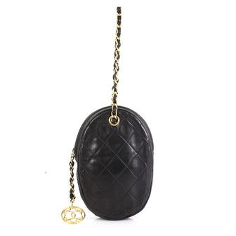 Chanel Oval CC Charm Clutch Quilted Leather Small