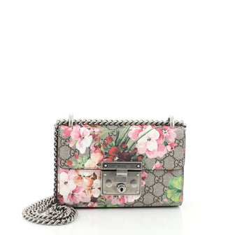 Gucci Padlock Shoulder Bag Blooms Print GG Coated Canvas Small