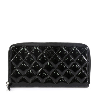 Chanel Zip Around Wallet Quilted Patent Long