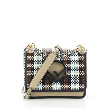 Fendi Kan I F Shoulder Bag Woven Leather Small