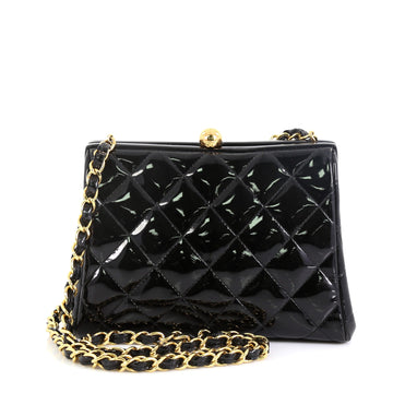 Chanel Vintage Chain Frame Bag Quilted Patent Small