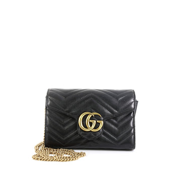 Gucci GG Marmont Chain Wallet Matelasse Leather Mini