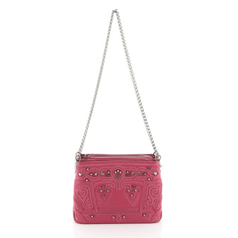 Christian Louboutin Triloubi Chain Bag Studded Embroidered Leather Small