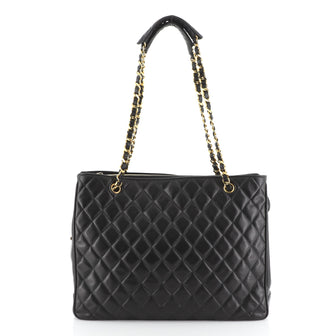 Chanel Vintage CC Charm Tote Quilted Lambskin Large