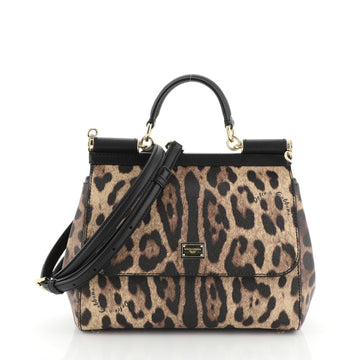 Dolce & Gabbana Miss Sicily Bag Leopard Print Leather Medium