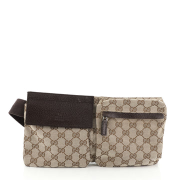 Gucci Vintage Double Belt Bag GG Canvas 