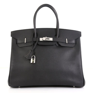 Hermes Birkin Handbag Black Epsom with Palladium Hardware 35