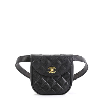 Chanel Vintage Flap Belt Bag Quilted Caviar Mini