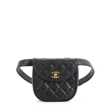 Chanel Vintage Flap Belt Bag Quilted Caviar Mini