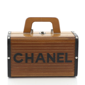 Chanel Vintage CC Logo Trunk Case Wood 