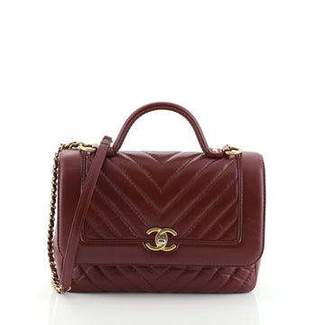 Chanel Top Handle Flap Bag Chevron Calfskin Small