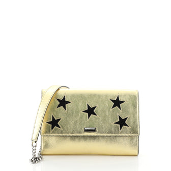 Stella McCartney Chain Flap Shoulder Bag Embroidered Faux Leather 