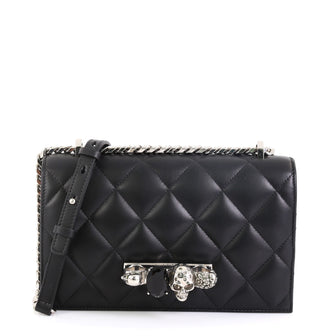 Alexander McQueen Jewelled Flap Satchel Quilted Leather Medium