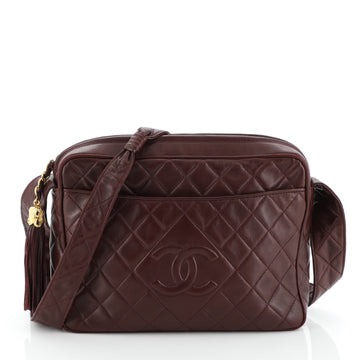 Chanel Vintage Diamond CC Slit Pocket Camera Bag Quilted Leather Medium