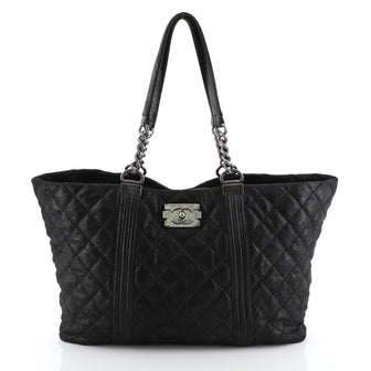 Chanel Boy Shopping Tote Quilted Gentle Iridescent Calfskin 