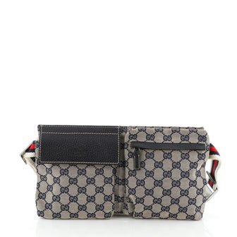 Gucci Vintage Double Belt Bag GG Canvas 