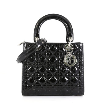 Christian Dior Lady Dior Handbag Cannage Quilt Patent Medium