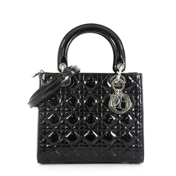 Christian Dior Lady Dior Handbag Cannage Quilt Patent Medium