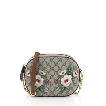 Gucci Chain Crossbody Bag Embroidered GG Coated Canvas Mini