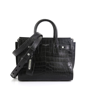 Saint Laurent Sac de Jour Souple Bag Crocodile Embossed Leather Nano