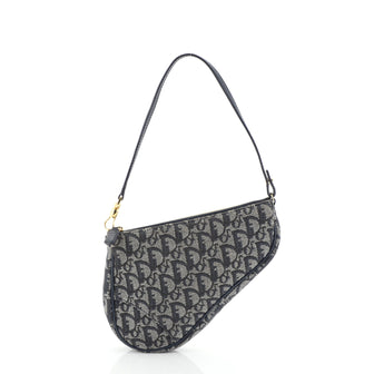 Christian Dior Vintage Saddle Bag Diorissimo Canvas Mini