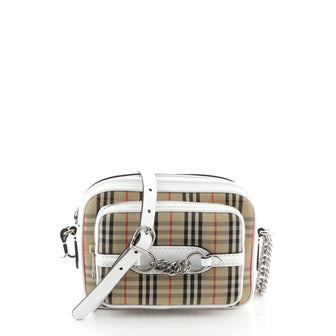 Burberry Link Camera Bag Horseferry Check Canvas and Leather Small
