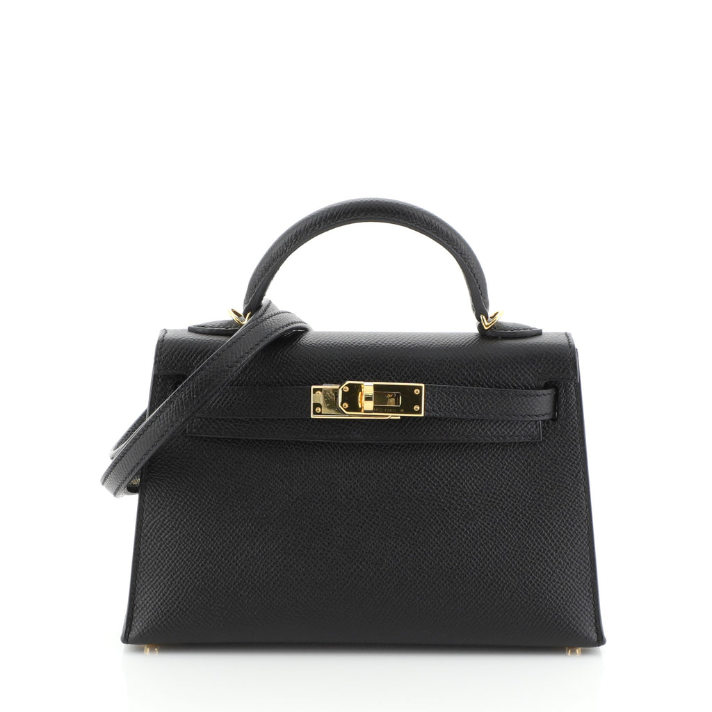 Hermes Kelly Mini II Handbag Black Epsom with Gold Hardware 20 Black 464491