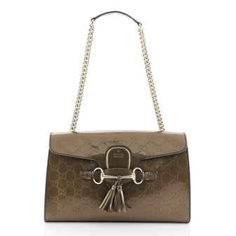 Gucci Emily Chain Flap Bag Microguccissima Patent Medium
