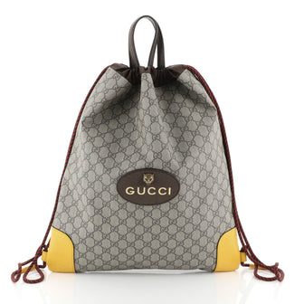 Gucci Animalier Drawstring Backpack GG Coated Canvas Large