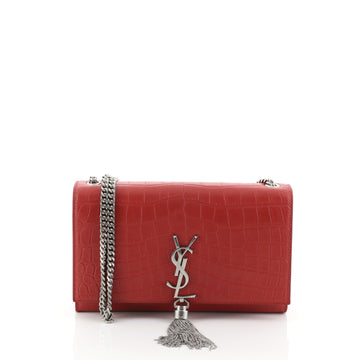 Saint Laurent Classic Monogram Tassel Crossbody Bag Crocodile Embossed Leather Medium