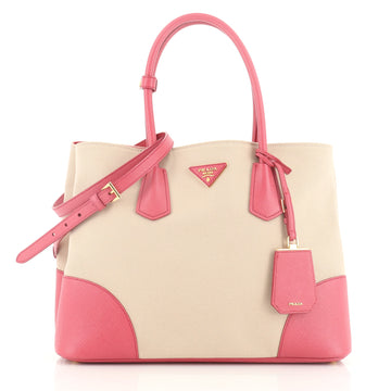 Prada Cuir Double Tote Canvas and Saffiano Leather Medium