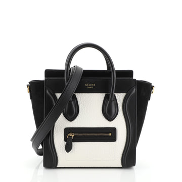 Celine Bicolor Luggage Handbag Grainy Leather Nano