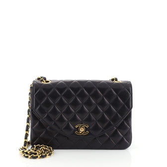 Chanel Vintage Round Flap Bag Quilted Lambskin Small