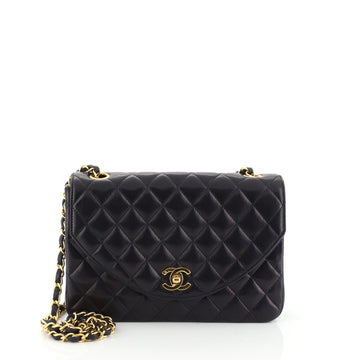 Chanel Vintage Round Flap Bag Quilted Lambskin Small