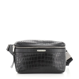 Saint Laurent City Belt Bag Crocodile Embossed Leather 